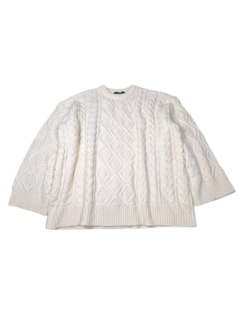Lioness Gigi Oversized Fisherman Sweater L Chunky Slouchy Boxy Boho Ivory - Picture 13 of 14